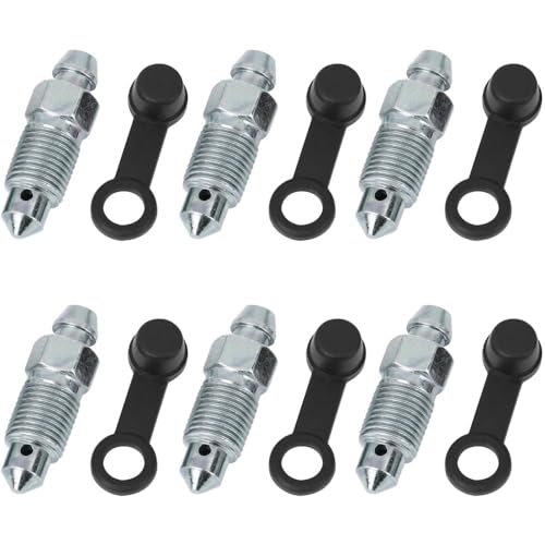 Zephyra Pack de 6 tornillos de purga de freno en aleación de zinc, M10 x 1,0 mm, con tapas antipolvo, accesorios de calidad para cilindro maestro y pinzas de freno de motocicletas y bicicletas