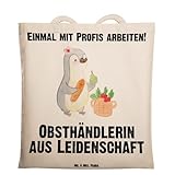 Mr. & Mrs. Panda Schultertasche Obsthändlerin Leidenschaft - Geschenk, Schultasche, Lustig, Strandtasche, Obstplantage, Stofftasche, Tüte, Witzig, Spruch, Obstverkäuferin, Laptoptasche