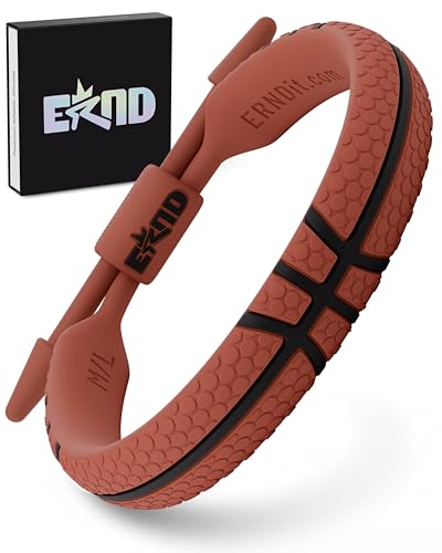 ERND Basketball Bracelet for Boys Premium Silicone Basketball Wristband Design 100% Waterproof & Sweatproof Adjustable Basketball Jewelry for Boys Girls Teens Men & Women (Small/Medium)