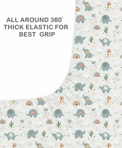 Image of DECOREZA Premium Cotton Feel Elastic Fitted Bedsheet Queen Size 60 x 78 Inch with 2 Pillow Covers | All-Around Elastic | Soft & Breathable | Mattress Upto 10 Inches (Tiny Dino)