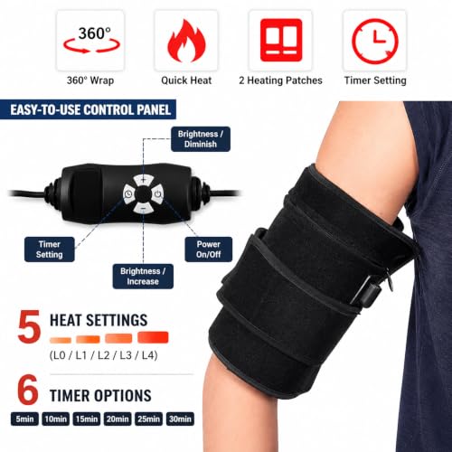 2 Pcs Red Light Therapy Arm Belt con luz infrarroja 660nm y 850nm, temporizador y ajuste de brillo para alivio del dolor en brazos, rodillas y hombros miniatura 3