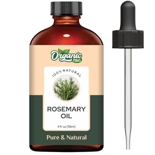 Image of Organic Zing Rosemary Essential Oil Pure & Natural for Skin, Face, Hair Care, Aromatherapy, Diffuser, Conditioner - 118ml