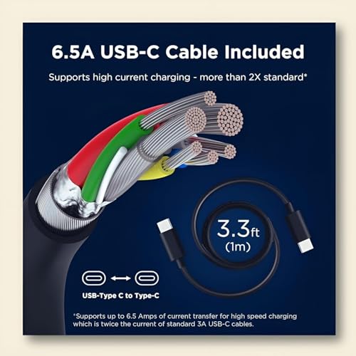 Image of Motorola 68W Turbo Power Fast Adapter with 3.3 Ft Type-C Cable for Motorola Edge 60 Fusion /Edge 50 Fusion /Edge 50 Ultra /50 Pro /Razr 50 Ultra /Moto G45 /G54 /G64 | PD & QC 3.0 Support (Adapter + Cable)