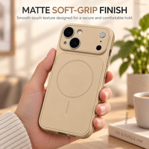 Image of Compatible for iPhone 13 Cover Case Scratch Resistant Premium Glass Finish Slim Fit Protective Back Cover Shockproof Camera Guard Magsafe iPhone 13 Cover (Gold)