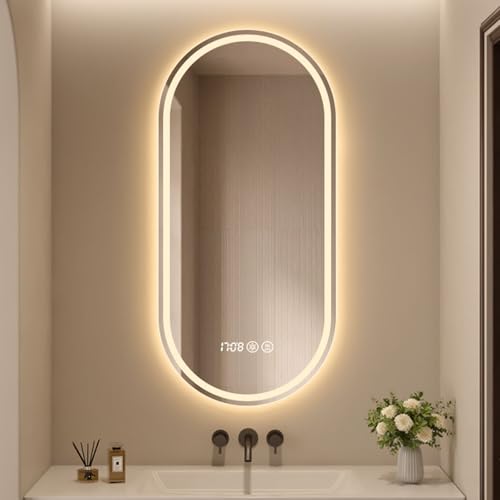 Miroir salle de bain LED ovale sans buée avec lumière variable - 3