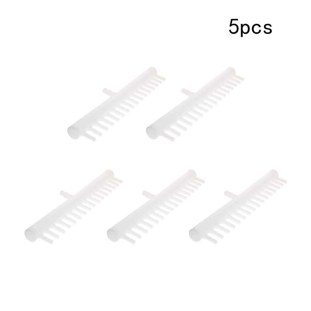 MroMax 8mm/0.31" to 4mm/0.16" Aquarium Air Line Tubing Splitter Connector Fish Tank Plastic Air Flow Divider Oxygen Splitter Lever Valve, 16 Way 5Pcs