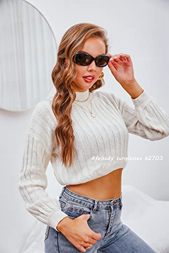 FEISEDY Vintage Square Polarized Sunglasses for Women Men Havana Thick Wrap Around Sun Glasses UV400 B27032