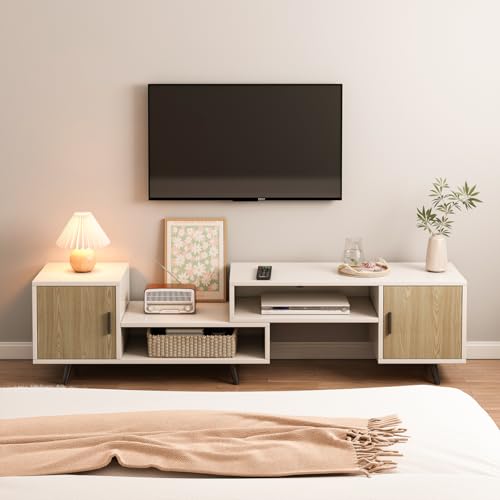Consejos para Comprar Mueble Centro de Entretenimiento los preferidos por los clientes. 50 Lafulaifu Mueble para TV Minimalista Mesa Centro de Entretenimiento Organizador Muebles para TV Television, Mueble de Televisión Extensible para Salón Minimalista (140-190cm)*35...