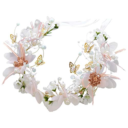 LYM Flower Wreath Headband Crown Headwear Girl Take A Photo Wedding Show Accessories (color : A)