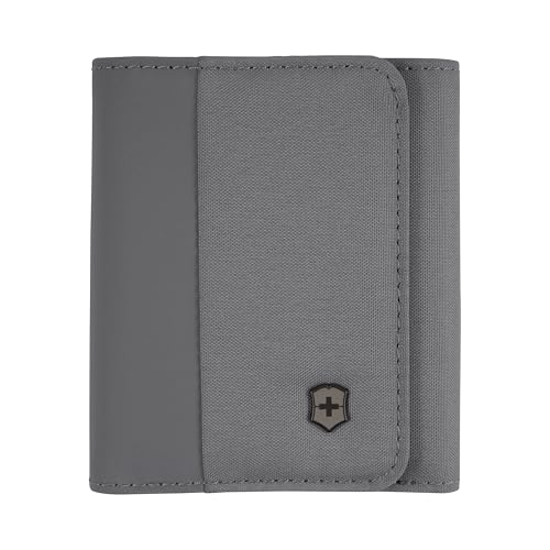 Victorinox Travel Essentials Tri-Fold Wallet, Portemonnaie mit RFID-Schutz, Kartenfächer, Ausweisfach, Damen/Herren, Grau