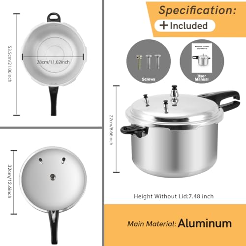 Image of Fulgutonit 12 Quart Pressure Cooker,Aluminum Pressure Canner w /Canning Rack & Easy Lock Lid for Canning, Steaming | Aluminum Pressure Canner, Canning Rack Included, Easy Lock Lid, For Canning & Steaming