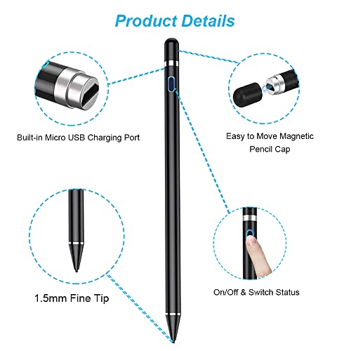 Active Stylus Pen für Smartphones und Tablets, 1,5mm Feine Spitze, Kompatibel mit Huawei, Samsung und allen anderen Touc
