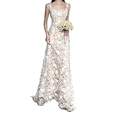 Enigmaire Robe De Mariée Sirenes,Dentelle Grande Traine Robe De Mariage,Encolure Ronde Robes De Mariée Sirènes pour Mariée,Robe De Mariage Bretelles,Longue,A-Line,pour Mariage,Bal,SoiréE