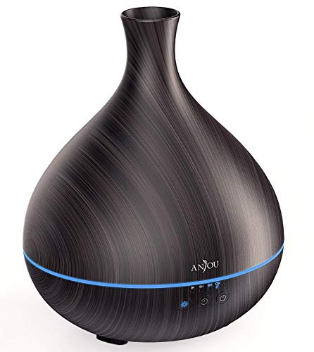 flow humidifier - Essential Oil Diffuser,Anjou 500ml Cool Mist Humidifier,One Fill for 12hrs Consistent Scent & Aromatherapy, World's First Diffuser with Patented Oil Flow System for Home & Office,Wood Grain