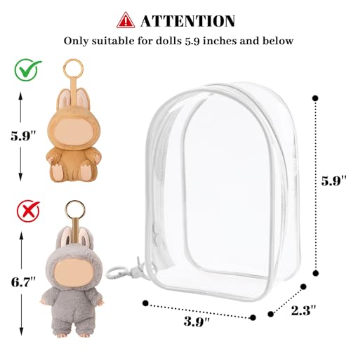 Image of NZNDB Protective Case for Plush Doll, Clear Hanging Display Cases, Crossbody Doll Storage Bag, PVC Storage Case Cover for Figures, Dolls (White)