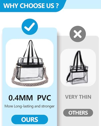 Image of Paxiland Clear Bag for Stadium Events 12x6x12 inches, Clear Tote Bag with Reinforced Strap, Clear HandBag for Sports Concert