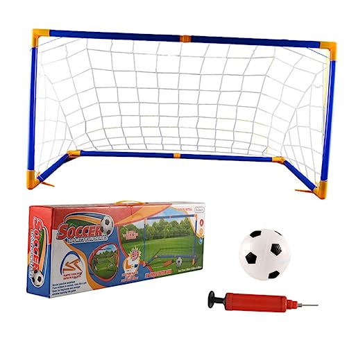 Mikikit 1Set Portable Soccer Goal for DIY Football Net Includes Soccer Net Ball Inflator Lightweight Easy to Assemble for Backyard Park Games