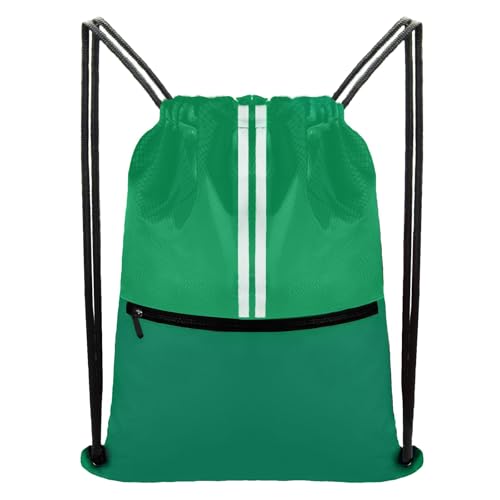Image of Drawstring Backpack Large Sports Draw String Bag for Women and Men (Green)