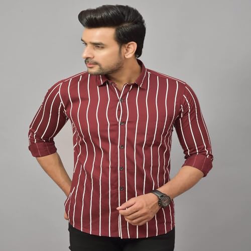 Image of Regular Fit Striped Lining Cotton Full Sleeve Casual Shirts for Men /Long Sleeves Cotton Striped, Cotton Shirt Crafted with Regular Sleeve, Comfort Fit & High-Performance for Everyday Wear