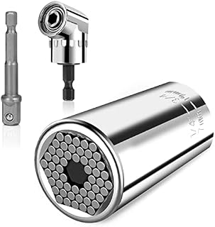 COMOWARE Universal Socket Wrench Set 7mm-19mm Father's Day Gifts from Son- Multifunctional Hand Tools Cordless Ratchet Adapter, 105°Right Angle Extension Drill, Dad Gadgets, Tools for Men