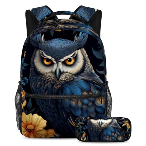 Sac à dos hibou grand format pour soulager le dos des élèves avec trousse