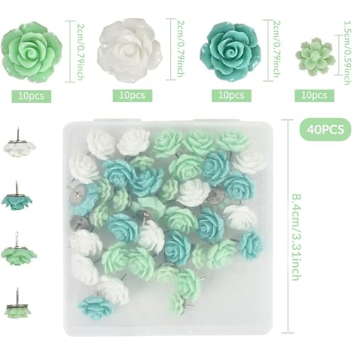Chinchetas de flores de rosa degradado con 40 piezas para corcho 6