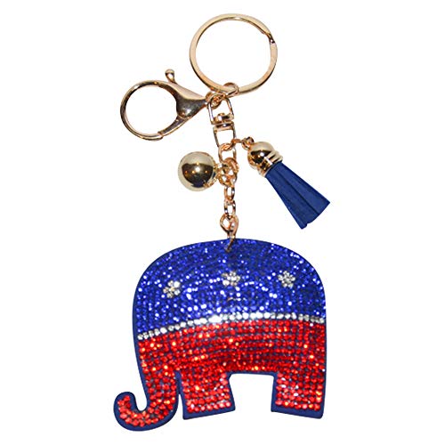 Popfizzy Republican Keychains for Women, Bling Republican Gifts, Political Purse Charms for Handbags, Elephant Bag Charm