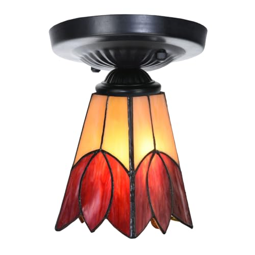 Plafonnier Tiffany Art Deco Trade luminaire vitrail Kievitsbloem noir