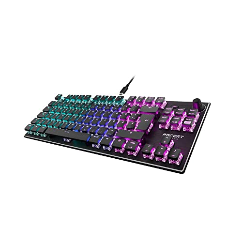 Roccat Vulcan TKL - Tastiera da gioco meccanica compatta RGB, illuminazione a tasto singolo AIMO LED, interruttori lineari Titan, superficie in alluminio, rotella multimediale, QWERTZ - Tastiera gaming - Immagine 1