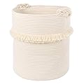 CherryNow Extra Large Woven Storage Baskets – 17'' x 16'' Cotton Rope Decorative Hamper for Magazine, Toys, Blankets, and Laundry, Cute Tassel Nursery Decor - Home Storage Container