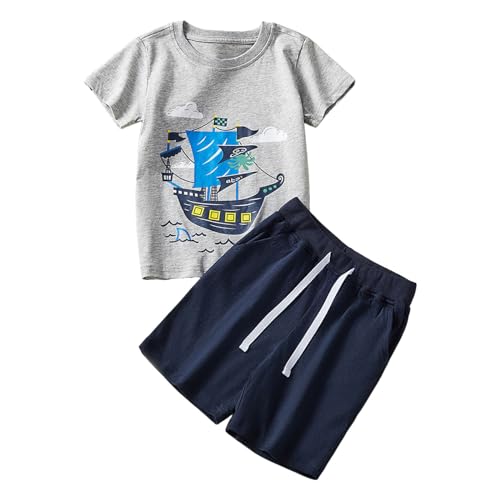 Generisch Conjunto de ropa de manga corta para niños pequeños, gris, 6-7 años