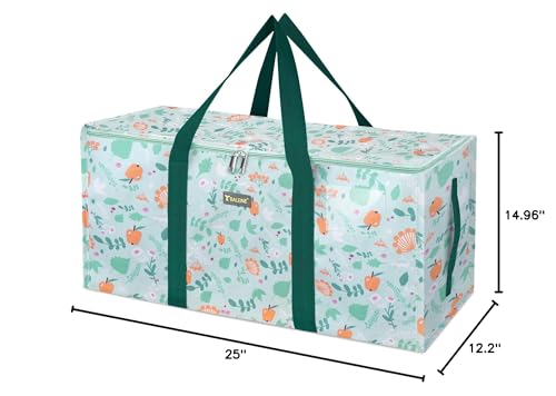 BALEINE Extra Large Storage Tote with Zippers & Carrying Handles, Heavy-Duty Oxford Fabric Moving Bags for Laundry, Space Saving, Storage, Spring Stroll - Image 3