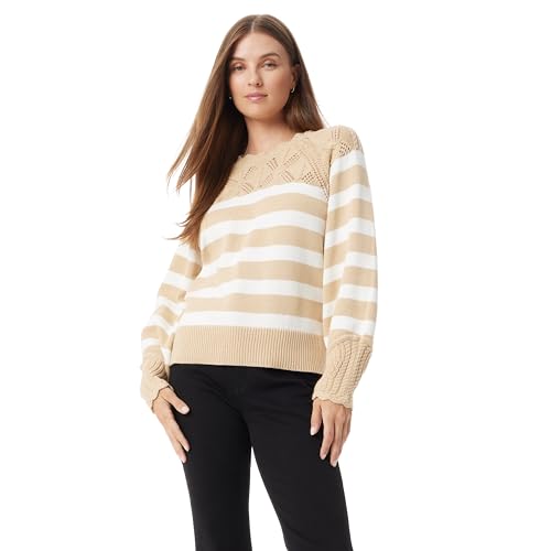 Sam Edelman Women's Joy Novelty Yoke and Cuff Pullover Sweater Standard