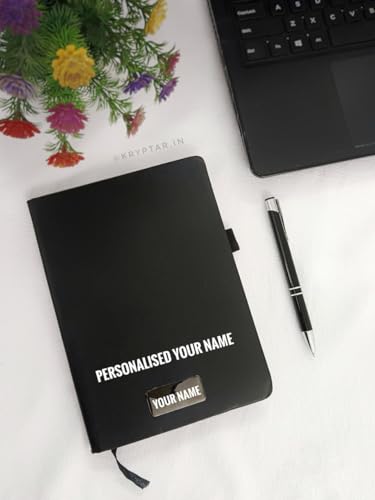 Image of Personalized Premium Metal Pen & Diary Gift Set | Custom Name Engraved A5 Leather Finish Notebook (192 Pages) | Executive Corporate Gift for Employees, Clients, Men & Women | Black (Standard Tip Pen Set with Dairy)