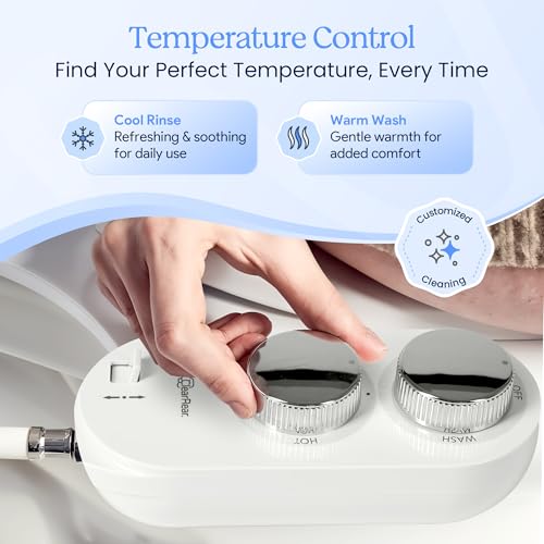 Image of CLEAR REAR Bidet Attachment for Toilet Seat - Non-Electric with Self Cleaning Nozzle, Leak Proof Connectors, Adjustable Water Spray, Rear & Feminine Wash - Hygienic Bathroom Upgrades (Warm & Cold)