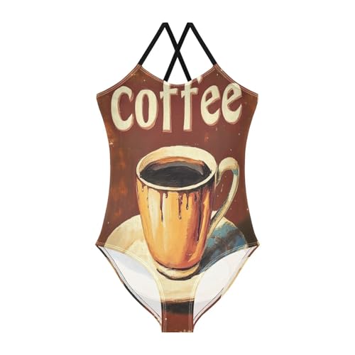 KLL Girls 1 Piecing Swimsuits Swimwear Bathing Suits for Girls 4T Coffee