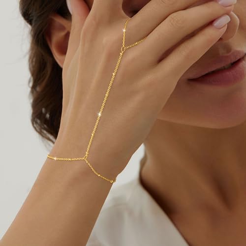 Bracelets for Women Gold/Silver Hand Chain Bracelets for Women Trendy Ring Chain Bracelet Cubic Zirconia CZ Beaded Charm Bracelet Adjustable Simple Waterproof Body Jewelry Gifts2