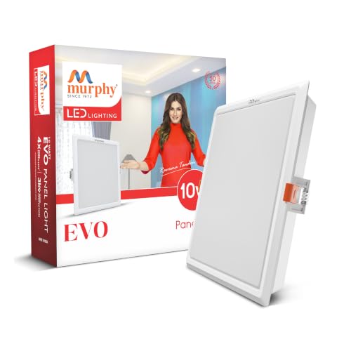 Image of Murphy EVO 10W Square LED Panel Light | 3000K Warm White| Recessed Ceiling Light | 1000 Lumens | 100mm Cutout | BIS Approved | 4kV Surge Protection | 2-Year Warranty | Pack of 1