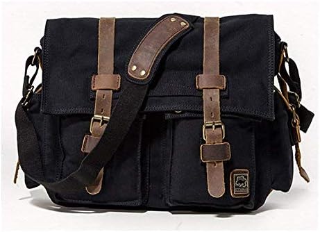 Artandcraft 17 Inch Men's Messenger Bag Vintage Canvas Leather Satchel bag Military Shoulder Laptop Bags Bookbag Working Bag for Men and Women