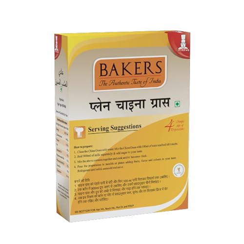 Image of BAKERS Plain China Grass (Agar Agar) - 100% Natural Plant-Based Gelatin Substitute | Ideal for Jelly, Pudding, Vegan Cheese, Custard & Desserts | 6 Pack (10g x 6) | 60g