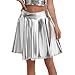 Womens Metallic Skater Skirts Pleated Skirt Performance Costume Stage Costumes Shiny Flared Holographic Skort