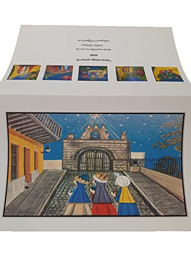 Puerto Rico Art Greeting Cards with Envelopes 5 1/2 x 8 inches, Los Reyes Magos Capilla del Cristo Puerto Rican Christmas Holiday Fine Art - Ive Gift Shop - Set of 3