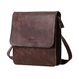 Leathario Bolso Bandolera Hombre de Cuero Vintage Pequeño Tipo Casual Crossbody Bolsa Hombro Piel Escolar Viaje para iPad 9.7 Pulgadas Marrón