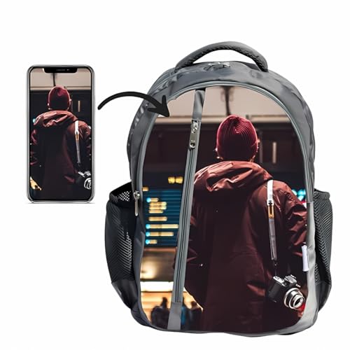 MY FAV Printed Personalised Laptop Backpack | Customized Bag for School, College, Office, Perfect for Offical Gift | Customised Company or Brand Logo | Water Resistance | Fit 16 inch laptop (Grey)