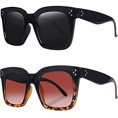 (2 Pack) Black Frame Grey Lens+black-leopard Frame Gradient Brown Lens