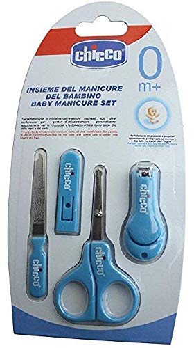 Baby Station 4 Pcs Baby Manicure Set Plastic Stainless Steel Nail Clippers Scissor Cutter Kit with Case Children Kids Nails Care Too Perfect Baby Gift (Blue)