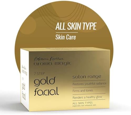 Aroma Magic 7 step Gold Facial Kit | Firms, Tones & Renders a healthy glowing skin| with Marigold & Rose Extracts| All Skin type| Big | Pack of 1