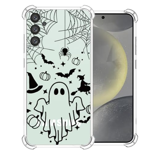 Coque S23 FE fantôme noir, cadeau d'Halloween mignon pour ado