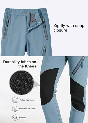 WILLIT Damen Schneehose Thermohose Gefüttert Wanderhose Fleece Wasserdicht Softshellhose Skihose Warm Trekkinghose Winter Outdoorthose Isoliert Kaltes Wetter Dunkelblau M