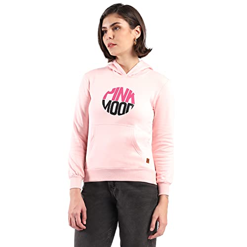 Image of PINACOLADA Women's Cotton Solid Printed Sweatshirt with Hoodie, Regular Fit for Casual Wear Full Sleeve Sweatshirt Crafted with Comfort Fit and High-Performance for Everyday Wear